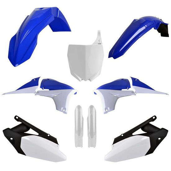 POLISPORT KOMPLET PLASTIKÓW (FULL KIT) YAMAHA YZF 450 '10-'13 W ZESTAWIE TABLICA PRZEDNIA (8678400001) I OSŁONY AMORTYZARORÓW (8352000001) KOLOR NIEBIESKO BIAŁY OEM