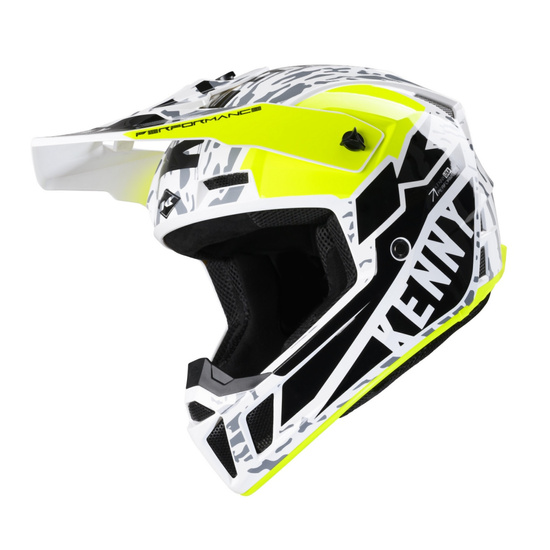 KENNY RACING WYPRZEDAŻ KASK CROSS/ENDURO MODEL PERFORMANCE MIPS STONE KOLOR CZARNY/BIAŁY/ŻÓŁTY ROZMIAR L ( 59 - 60 CM )