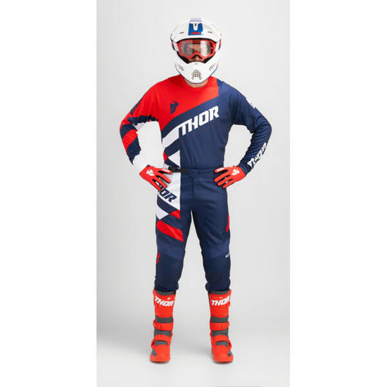 Spodnie Thor SECTOR Checker czerwono niebieskie