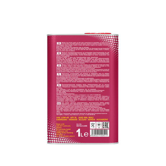 MANNOL OLEJ SILNIKOWY 4T MOTORBIKE 10W40 1L ESTER + MA2 SYNTETYK METALOWA PUSZKA (7812) (12) (API SN)