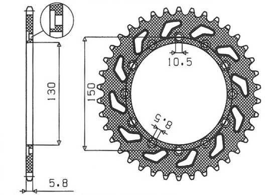 SUNSTAR ZĘBATKA TYLNA 236 49 / 245 49 HONDA NX 650 95-01, YAMAHA XJ 6 09-15, YAMAHA WR 250R '08-'10, APRILIA RX SIX DAYS 125 '90 (JTR245/2.49) (JTR245/3.49) (ŁAŃC. 520) (24549JT)