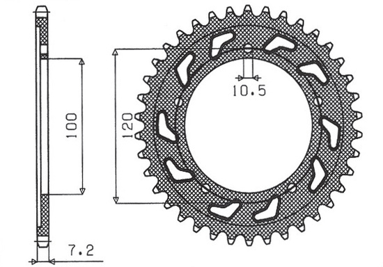 SUNSTAR ZĘBATKA TYLNA 4447 44 / 4363 44 APRILIA 750 SL Shiver GT / ABS '07-16 (JTR702.44) (JTR713.44) (ŁAŃC.525) (436344JT)