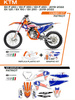 UFO KOMPLET PLASTIKÓW KTKIT522999X PLUS KOMPLET NAKLEJEK (OKLEIN) KTM SX/SXF 125/150/250/350/450 '19-'22 W ZESTAWIE PRZEDNIA TABLICA (KT04094) ORAZ OSŁONY AMORTYZATORÓW (KT04055) PATRIOT KOLOR OEM (BIAŁY/ NIEBIESKI) - WYPRZEDAŻ