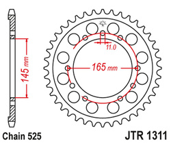 JT ZĘBATKA TYLNA 4367 44 HONDA NTV 650 BRO'S '88-91', NT/NTV/VFR 400 '87-91' (436744JT) (ŁAŃC.525)