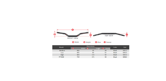 SCAR RACING KIEROWNICA MINI CROSS I PIT BIKE WYSOKA 22,2MM KOLOR CZARNY