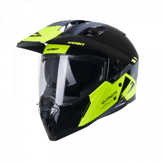 KENNY RACING KASK DUAL ADVENTURE MODEL EXTREME GRAPHIC NEON YELLOW KOLOR CZARNY/SZARY/ŻÓŁTY ROZMIAR S (55 - 56 CM)