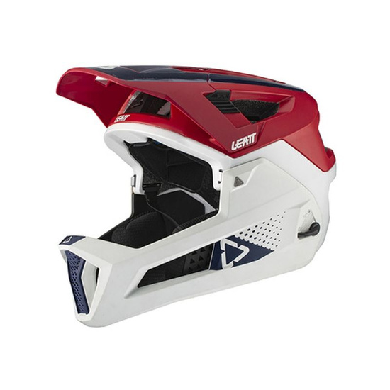LEATT KASK ROWEROWY MTB ENDURO 4.0 V21.1 (WYPINANA SZCZĘKA) HELMET CHILLI KOLOR BIAŁY/CZERWONY/GRANATOWY ROZMIAR S (51-55 cm)