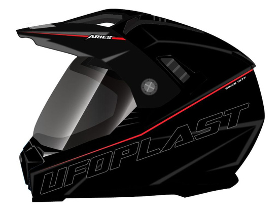 UFO KASK ARIES OFFROAD / DUAL / TOURER / CROSSOVER Z SZYBĄ, DASZKIEM I BLENDĄ PRZECIWSŁONECZNĄ KOLOR CZARNY ROZMIAR L ( ECE 22R06 ) - KOLEKCJA 2024