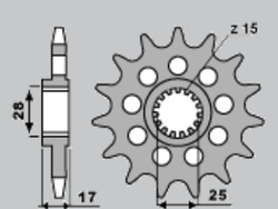 SUNSTAR ZĘBATKA PRZEDNIA 2249 15 DUCATI PANIGALE 1199/1299 '12-'16 (JTF749.15) (ŁAŃC.525) (224915)