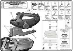 KAPPA STELAŻ KUFRA CENTRALNEGO YAMAHA FJR 1300 (06-15) ( Z PŁYTĄ MONOKEY )