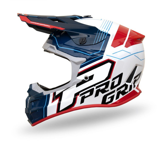 PROGRIP 2024/06 KASK CROSS PG3080 ADVENTURE KOLOR NIEBIESKI BIAŁY CZERWONY ROZM. S (3080-227) ( HOMOLOGACJA ECE 22R06, ZAPIĘCIE DD )