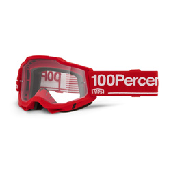 100 PROCENT GOGLE MODEL ACCURI 2 WOLG - CLEAR LENS - KOLOR CZERWONY/BIAŁY SZYBKA PRZEŹROCZYSTA
