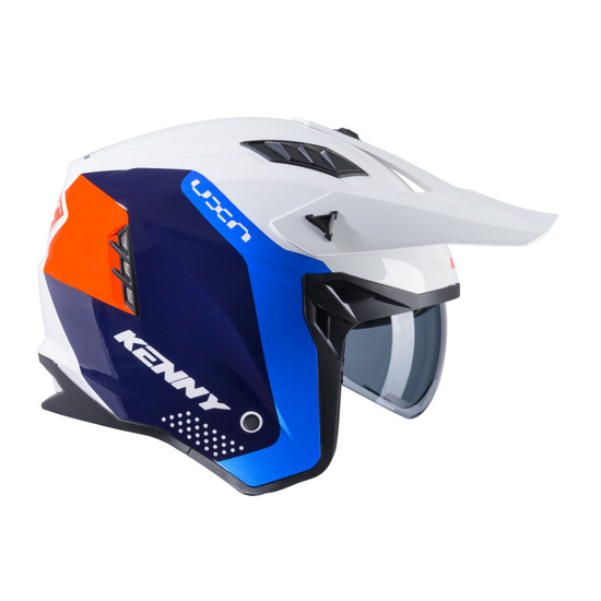 KENNY RACING KASK OTWARTY JET MODEL MILES GRAPHIC WHITE/ORANGE/BLUE KOLOR BIAŁY/NIEBIESKI/POMARAŃCZOWY ROZMIAR S ( 55 - 56 CM )