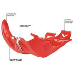 POLISPORT OSŁONA SILNIKA FORTRESS SKID PLATE Z OSŁONĄ PRO-LINK KTM SX-F 250/350 '16-22'; SXF 450 '19-22'; HUSQVARNA FC 250/350 '16-22' FE 250/350 '17-23', FE 450 '20-'23; FC 450 '10-'22; GAS GAS MC-F/EF-C 250/300 '21-23' KOLOR CZERWONY