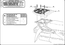 KAPPA STELAŻ KUFRA CENTRALNEGO HONDA XL 600RM/RL, XL 600V TRANSALP (88-96), NX 650 DOMINATOR (92-94) ( Z PŁYTĄ MONOKEY )