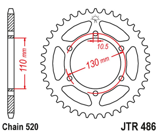 JT ZĘBATKA TYLNA 504 47 KAWASAKI ZZR 250 (EX250)'90-'03 (50447JT) (ŁAŃC. 520) CZARNA