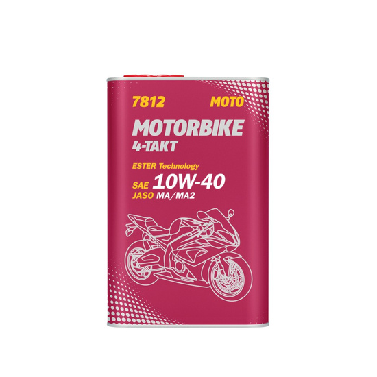 MANNOL OLEJ SILNIKOWY 4T MOTORBIKE 10W40 1L ESTER + MA2 SYNTETYK METALOWA PUSZKA (7812) (12) (API SN)