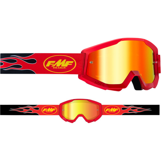 Gogle FMF PowerCore Flame Czerwone, szyba lustrzana