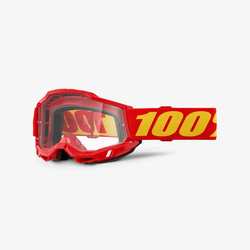100 PROCENT GOGLE MODEL ACCURI 2 YOUTH JUNIOR RED - CLEAR LENS - KOLOR CZERWONY/BIAŁY SZYBA PRZEŹROCZYSTA