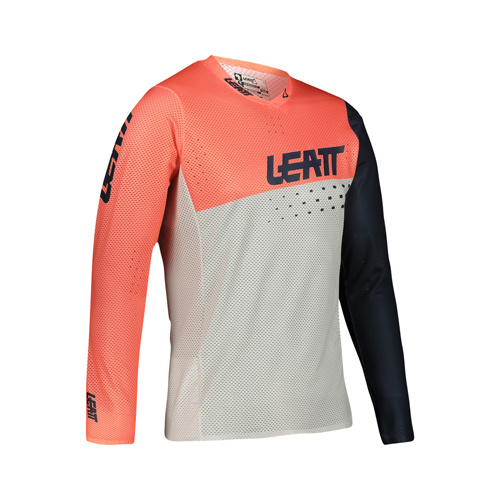 LEATT KOSZULKA ROWEROWA (DZIECIĘCA) MTB GRAVITY 4.0 JUNIOR JERSEY CORAL KOLOR POMARAŃCZOWY/GRANATOWY/BIAŁY ROZMIAR L (140-150 CM)