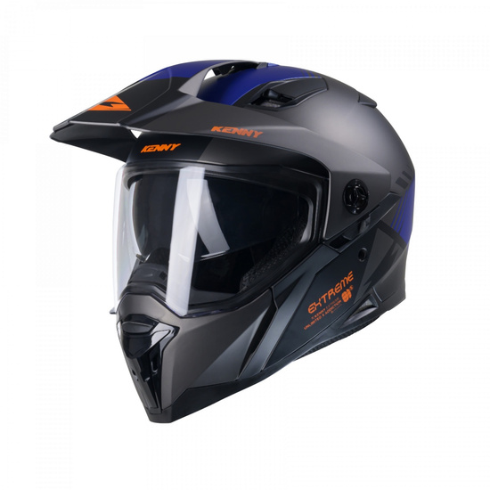 KENNY RACING KASK DUAL ADVENTURE MODEL EXTREME GRAPHIC GUNMETAL MATT KOLOR CZARNY/SZARY/NIEBIESKI ROZMIAR S (55 - 56 CM)