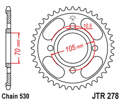 JT ZĘBATKA TYLNA 278 34 HONDA CB 250 '73-77',CJ 250 '76-79', CB 360/400 '75-79' (27834JT) (ŁAŃC.530)
