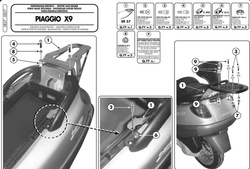 KAPPA STELAŻ KUFRA CENTRALNEGO PIAGGIO X9 125-180-250 (00-02), X9 200-250-500 Evolution (03-08), X9 500 (01-02) ( BEZ PŁYTY )