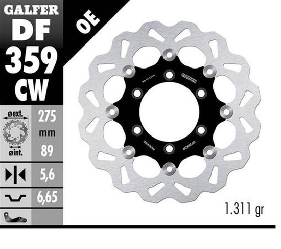 GALFER TARCZA HAMULCOWA TYŁ SUZUKI VZR 1800 INTRUDER '06-; M 109R BOULEVARD '06- (WAVE FLOATING) (275X89X5MM)