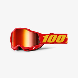 100 PROCENT GOGLE MODEL ACCURI 2 YOUTH JUNIOR RED - MIRROR SILVER LENS - KOLOR CZERWONY/CZARNY SZYBA SREBRNE LUSTRO