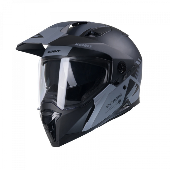 KENNY RACING KASK DUAL ADVENTURE MODEL EXTREME GRAPHIC BLACK/GREY MATT KOLOR CZARNY/SZARY ROZMIAR M ( 57 - 58 CM )