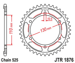 JT ZĘBATKA TYLNA 4385 44 SUZUKI GSX 1000S '15-'24, GSX 950S '22-'24 (438544JT) (ŁAŃC. 525)CZARNA