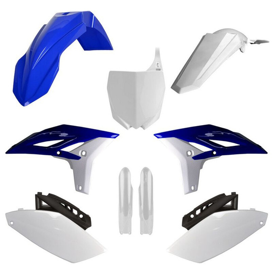 POLISPORT KOMPLET PLASTIKÓW (FULL KIT) YAMAHA YZ 250F '10-'13 W ZESTAWIE TABLICA PRZEDNIA (8678400001) I OSŁONY AMORTYZARORÓW (8352000001) KOLOR NIEBIESKO BIAŁY OEM