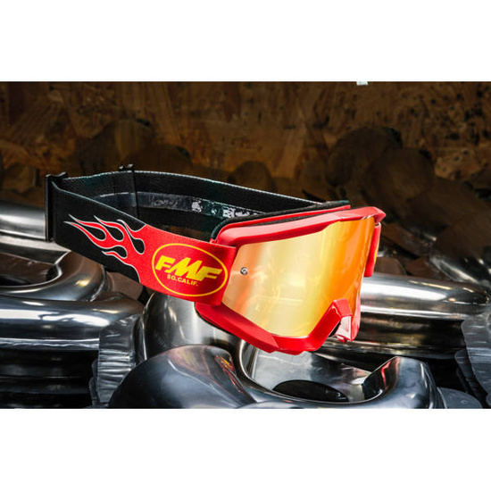 Gogle FMF PowerCore Flame Czerwone, szyba lustrzana