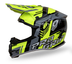 PROGRIP 2024/06 KASK CROSS PG3080 SPIRITS KOLOR ŻÓŁTY FLUO CZARNY SZARY ROZM. XL (380-347) ( HOMOLOGACJA ECE 22R06, ZAPIĘCIE DD )
