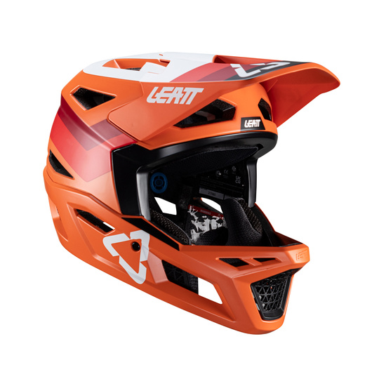 LEATT KASK ROWEROWY MTB GRAVITY 4.0 V24 HELMET FLAME KOLOR POMARAŃCZOWY/BORDOWY/BIAŁY ROZMIAR M (57-58 cm)